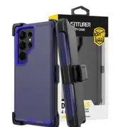 Robot Armor Shockproof Hard Plastic Case with Belt Clip for Samsung Galaxy S23 Ultra - Navy
