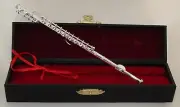Flute Brass Silver Plated Handmade Miniature Music Instrument 6.25" w/stand,case