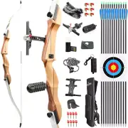Takedown Wooden Recurve Bow 66 68 70 Inch Target 14-40lbs Archery Set Hunting