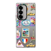 Galaxy Z Fold6 Clear Case Vintage Luggage Stickers