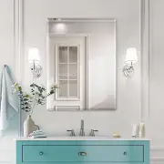 Beveled Mirror, Wall Mirror 24" X 32", Frameless Rectangle Bathroom Mirror with