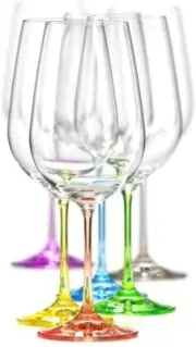 Bohemian Crystal Set of 6 White Wine Crystal Glasses 12 Oz Each