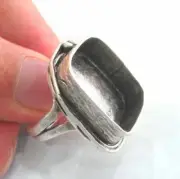 Square Ring Blank Adjustable Base Bezel Setting Antique Silver Brass
