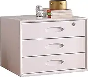 HSTBLEOO Multi-Layer Drawer Storage Box, 3 Drawer Solid Wood Flat File Cabinet with Lockable, A4 Treatment Storage Cabinet for Home Desktop Office(Color:B)