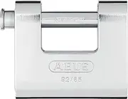 ABUS Monobloc Padlock 92/65 - Brass Lock with Steel casing - for Vending Machines, Roller grilles and Much More - with Thick Bolt - ABUS Security Level 7 - Silver