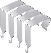 Funrous Over The Door Hook Panel Wall Metal Cubicle Picture Over Door Hanger for Clothing Mirror Hooks Office Cubicle Whiteboard Hanger(Silver,4 Pieces)