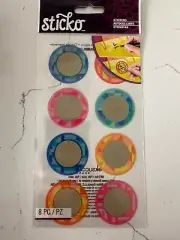Sticko Dimensional Sticker 8 PC Scratch off Labels Blue Pink Orange Scrapbooking
