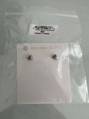 KENDRA SCOTT Perry Rhodium-Plated & Cubic Zirconia Stud Earrings NEW