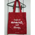 全新旋轉拍賣深紅色肩背帆布包 無暗袋 聖誕節氣息包 COLLECT MOMENT NOT THING CAROUSELL