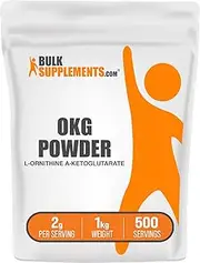 BulkSupplements.com L-Ornithine Alpha-Ketoglutarate Powder - OKG Supplement, Nitric Oxide Supplement, Ornithine Supplement - Gluten Free, 2000mg per Serving, 1kg (2.2 lbs) (Pack of 1)