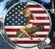 HARLEY DAVIDSON 2019+ SOFTAIL DERBY CLUTCH COVER BOMBER PIN UP FLAG
