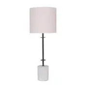 Concrete & Metal Table Lamp with Linen Drum Shade