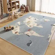 VIKAMA rystal Pile Carpet Room Bedroom Cartoon World Map Underwater World Space Rug Washable Non-sli 2 140X200CM