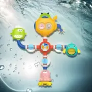 Cartoon Ocean Water Pipe Bath Toy For Toddler Easy Assemble Rotating Fun Toy