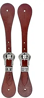 BLACK HOOF Harness Leather Spur Straps Western Men Adjustable Boot Straps Single Ply Spur Straps for Boots Western Women Men Horse Riding with Floral Engraved Steel Designer Buckle