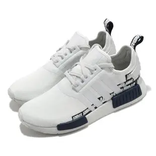 adidas 休閒鞋 NMD R1 襪套式 男女鞋 愛迪達 三葉草 Boost 緩震 情侶鞋 白 黑 FX6795 FX6795