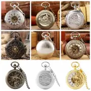 Steampunk Wind Up Pocket Watch Mechanical Hollow Skeleton Dial Fob Watches Gifts