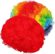 Healeved 2pcs Rainbow Clown Wigs Afro Style Wigs for Carnival Halloween Costume Parties Easy to Wear Soft Comfortable Durable Cosplay Accessories