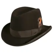 SCALA * MENS WOOL BROWN FEDORA HAT * L * NEW LINED HOMBURG DRESS SUIT GODFATHER