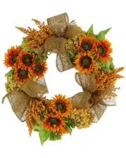 Creative Displays 26in Sunflower, Hydrangea And Heather Fall Wreath