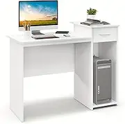 White Computer Desk w/Storage Shelf Home Office Workstation Writing Study Table