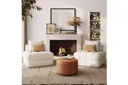 2 Piece Living Room Boucle Sofa Set Beige