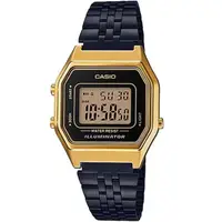 在飛比找momo購物網優惠-【CASIO 卡西歐】復古電子錶(黑金_LA680WEGB-