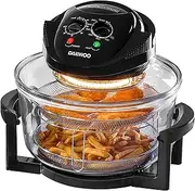 [Daewoo] Deluxe 17L 1300W Halogen Air Fryer with an Extension Ring- 60min Timer with Self-Cleaning Function, Adjustable Temperature Control and 7 Accessories Included - Black