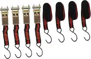 SHINEOFI 4PC Heavy Duty Ratchet Tie Down Strap for Cargo Binding Durable Cargo Straps with Reinforced Hooks for Secure Transport of Heavy Loads