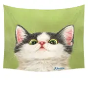 Green Eyes Grey White Kitten Cat Tapestry