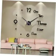 Large 3D Frameless Wall Clock Stickers DIY Wall Decoration for Living Black