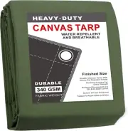 Canvas Tarp 6x8 FT Heavy Duty Waterproof with Grommets for Tent Roof Camping