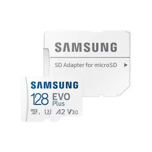 【SAMSUNG 三星】EVO Plus microSDXC U3 A2 V30 128GB記憶卡 公司貨(4K/手機/平板/GoPro/空拍機/運動攝影)