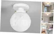 Semi Flush Mount Ceiling Light, White Hallway Light Fixture, White+White