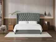 My Style Winged Headboard & Slimline Base - King / Seaglass / Standard Base