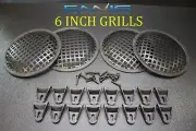 (4) 6 INCH STEEL SPEAKER SUB SUBWOOFER GRILL MESH COVER W/ CLIPS SCREWS GR-6