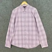 NEW Saba Mens Button Up Shirt Size XL White Red Check Long Sleeve Collared 35008