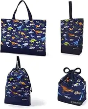 COLORFUL CANDY STYLE NW400800 Kindergarten Entrance Entrance 4-Piece Set, Quilting, Discovery, Explore, Dinosaur Continent (Navy), School Preparation, Lesson Bag, Shoe Case, Kids, Gymnastics Clothing