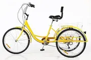 Tricycle for Adults, 24 Inch Adult Tricycle Three Wheel Trike Bike Single Speed Hybrid Cargo Cruiser for Shopping Or Dogs Exercise Bike for Seniors Women Men