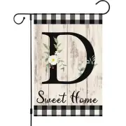 Monogram Letter D Initial Garden Flag 12x18 Double Sided Burlap, Small Vertic...