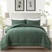 DOWNCOOL King Size Comforter Set -All Season Bedding Comforters Sets with 2 Pillow Cases -3 Pieces Bed Set Down Alternative King Bedding Set -Sage Green King Comforter Set(102"x90")