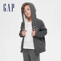 在飛比找蝦皮商城優惠-Gap 男童裝 Logo簡約仿羊羔絨連帽外套-深灰色(592