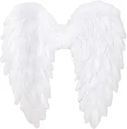 Hailong Ming Angel Wings Decorative Feather Wings for Halloween Costume and Festival Performances, White, Kids