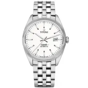 【TITONI 梅花錶】宇宙系列 紳士機械腕錶-白面 41mm(878 S-606)