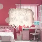 Romantic White Feather Shade Droplight Lamp Shade Bedroom LED Ceiling Light US