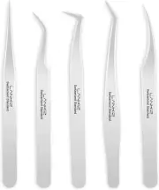 LANKIZ Eyelash Extension Tweezers Set 5 PCS for Volume Lash Extensions Stainl...