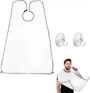 White Nylon Beard Shaving Trimming Bib Apron Cutting Cape Catcher Shaving Cloth with Suction Cups, White, 3 Count (Pack of 1)