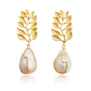 Culturesse Etienne Pearls 24K Pure Gold Plating Drop Earrings For Pierced Ears