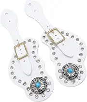Single-Ply Spur Straps 2Pcs, Single Spur Straps for Cowboy, Men and Women's Boots Equipment, Artificial Leather Rhinestone Decorations Adjustable Spur Holder