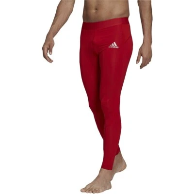 Adidas H18781 Men's TechFit Long Tight - Red